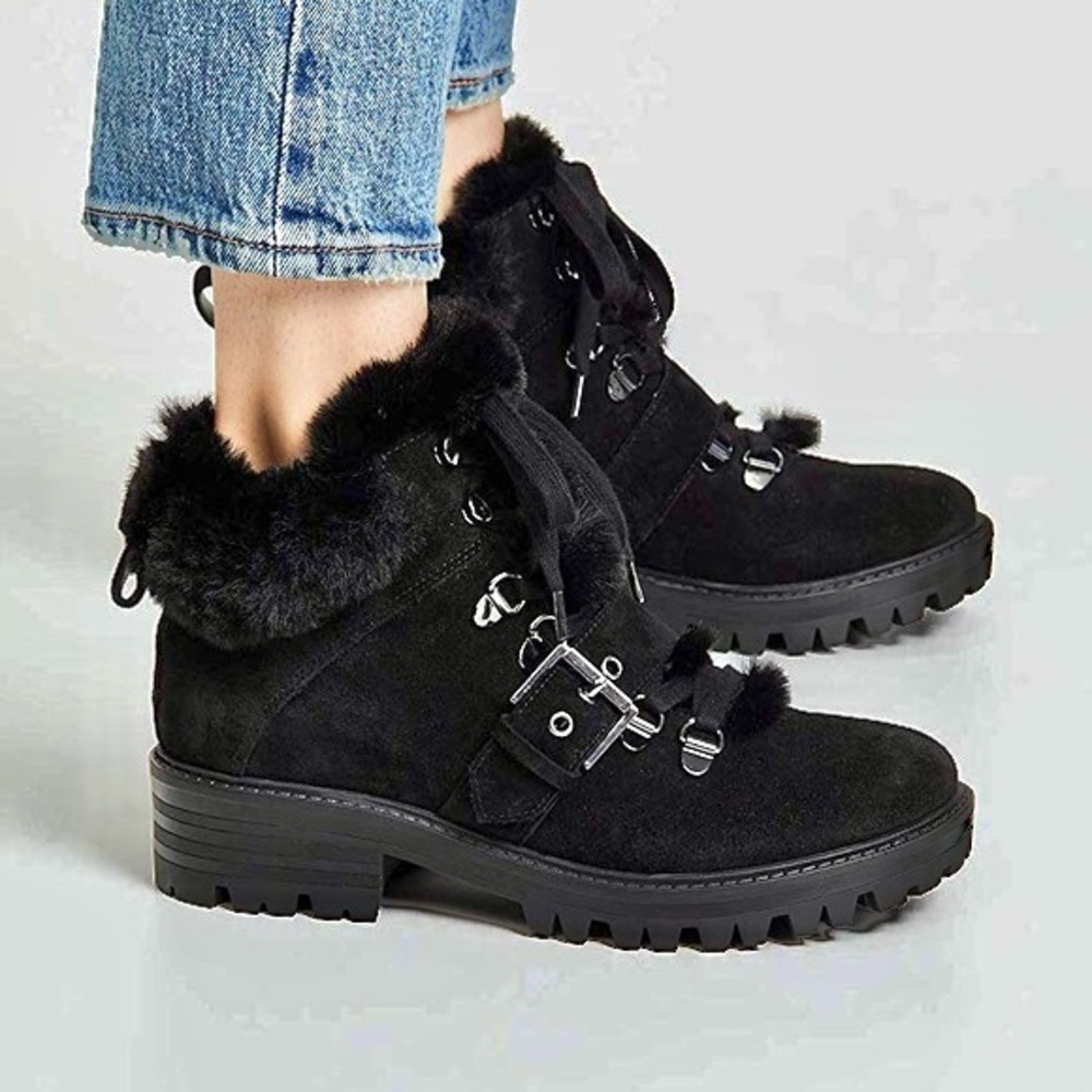 KENDALL & KYLIE “EDISON” BLACK COMBAT BOOTS w/ FUR🖤 (Size 9.5 M) *NEW IN BOX🎁*